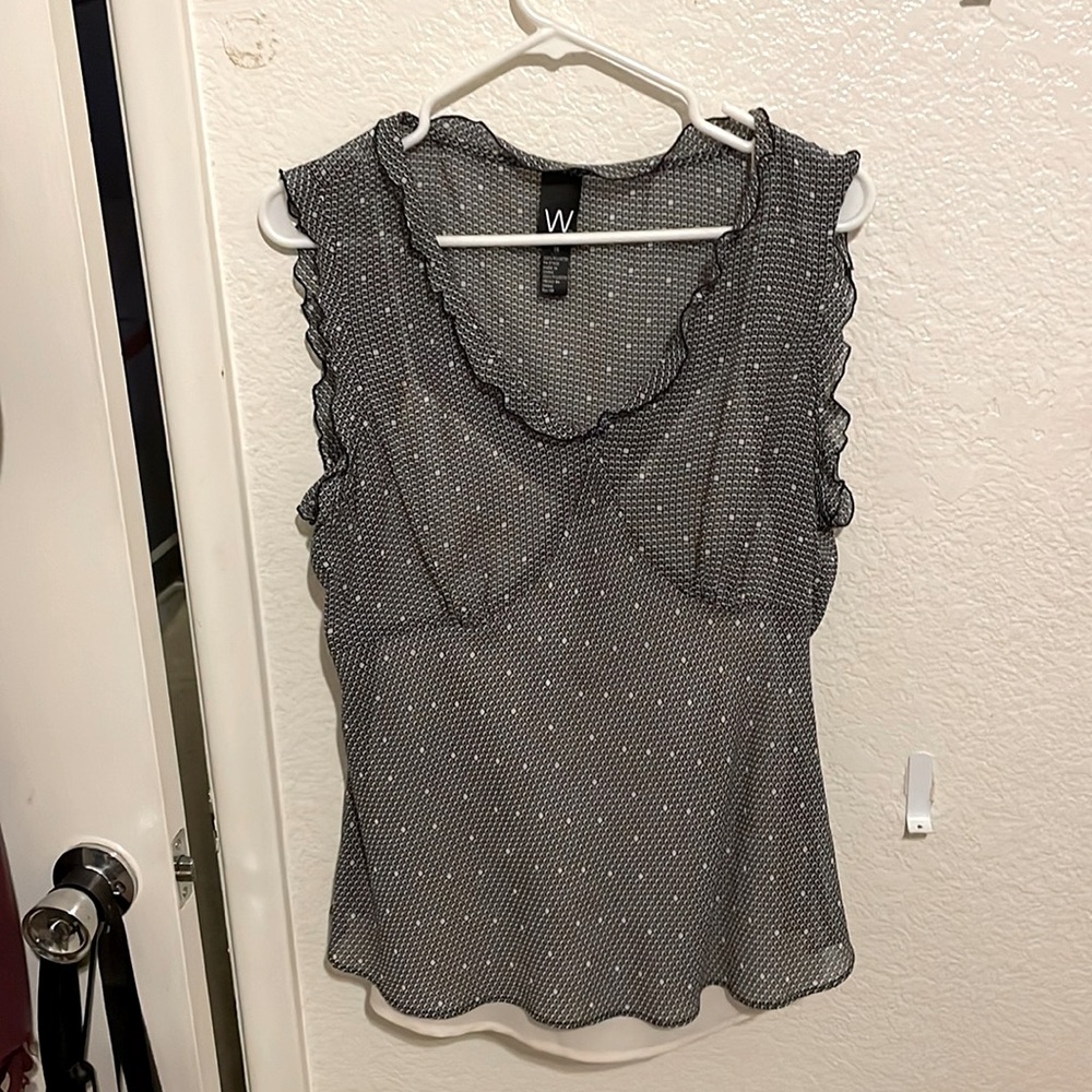 Sheer black and cream top with built in cream camisole.